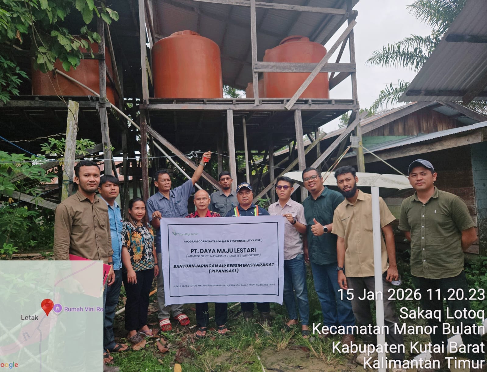Lokasi penampungan aliran pipanisasi air bersih Desa Sakaq Lotoq